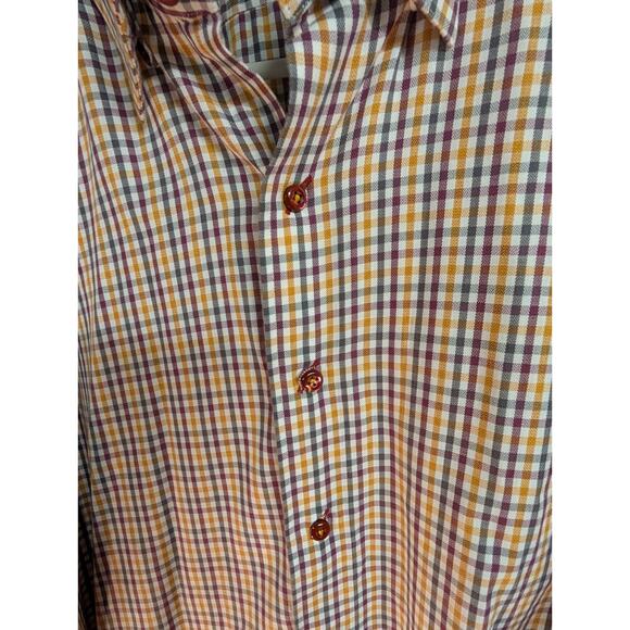 Adrian Jules Custom Mens French Cuffed Dress Shirt Check Tropical Accents XL/XXL - Picture 4 of 8